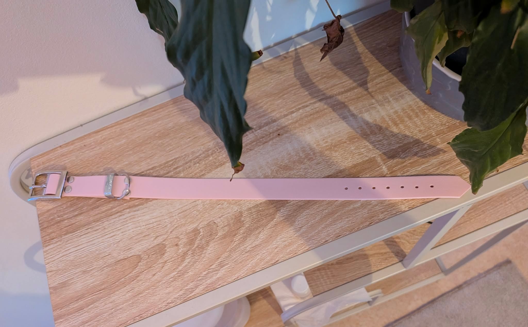 Collier Biothane Rose Poudré 25mm - vue complète